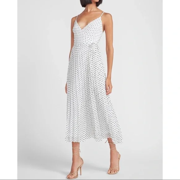 Express | Dresses | Express Polka Dot Pleated Wrap Midi Dress | Poshmark